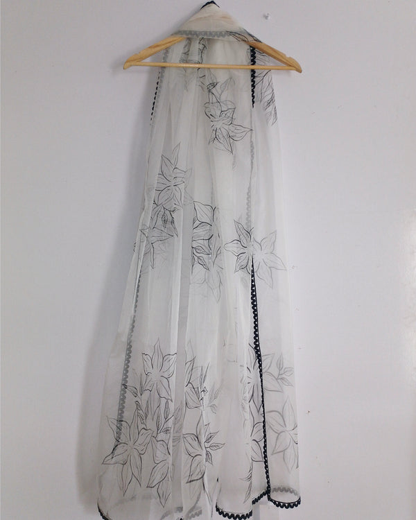 HAND PAINTED ORGANZA DUPATTA