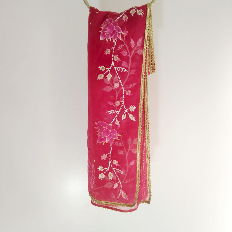 HAND PAINTED ORGANZA DUPATTA