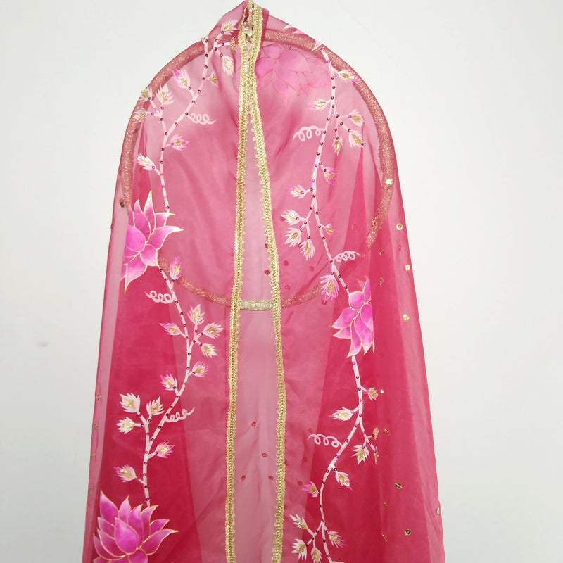 HAND PAINTED ORGANZA DUPATTA