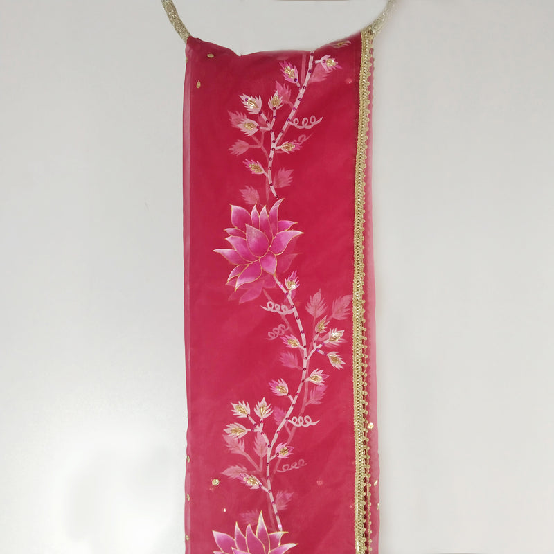 HAND PAINTED ORGANZA DUPATTA