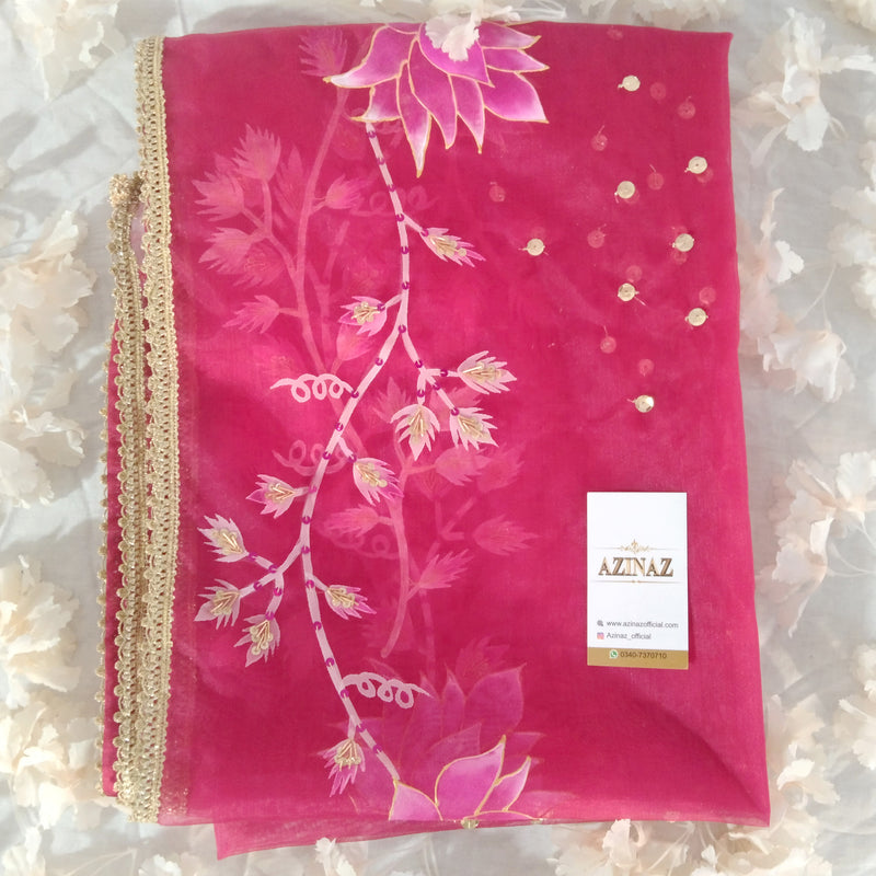 HAND PAINTED ORGANZA DUPATTA