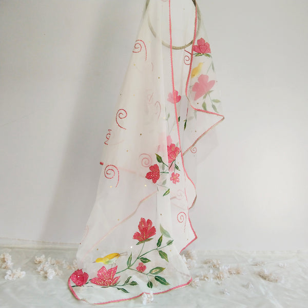 HAND PAINTED ORGANZA DUPATTA