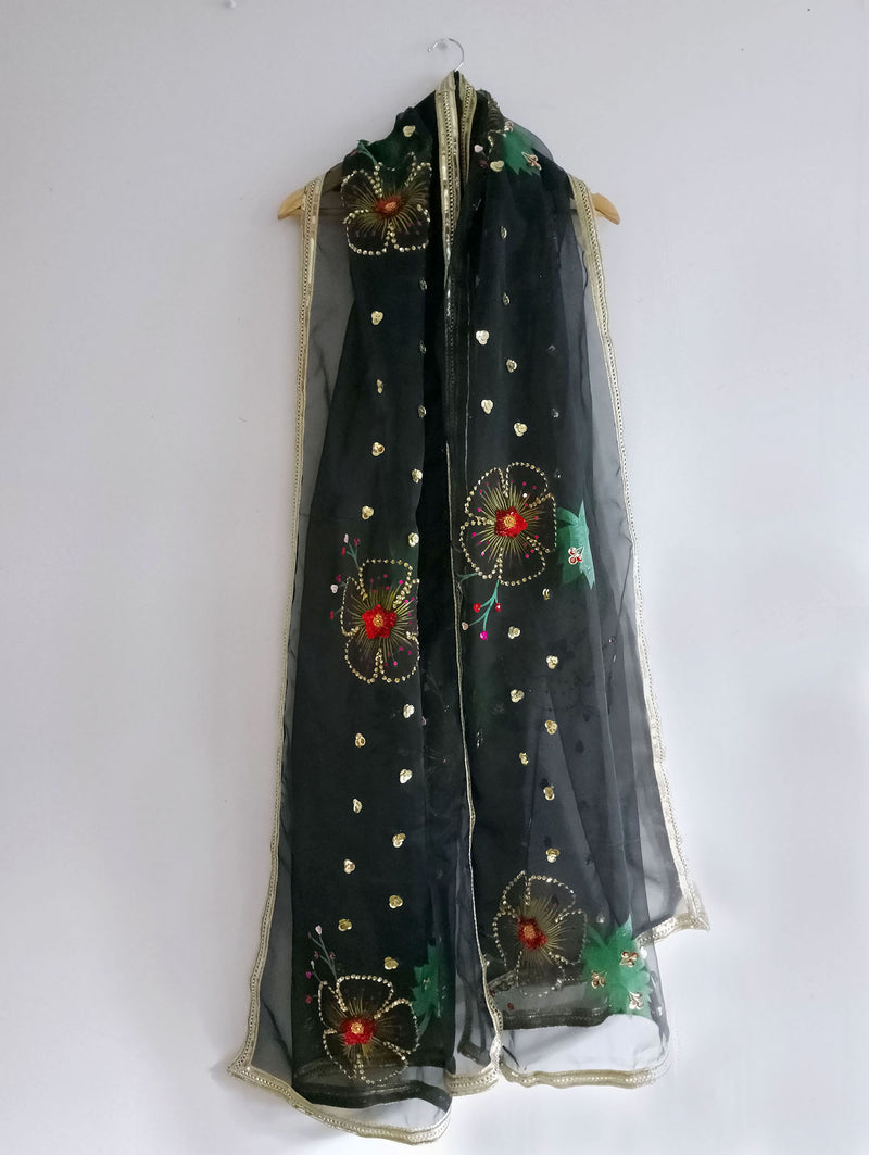 HAND PAINTED ORGANZA DUPATTA