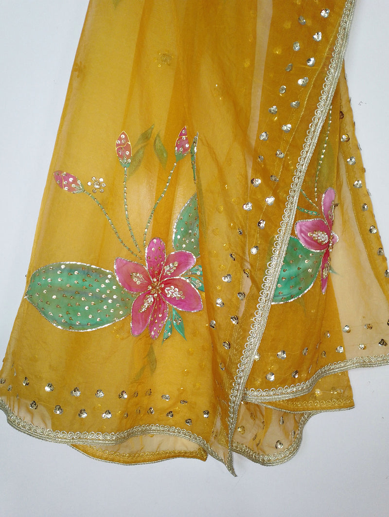 HAND PAINTED ORGANZA DUPATTA