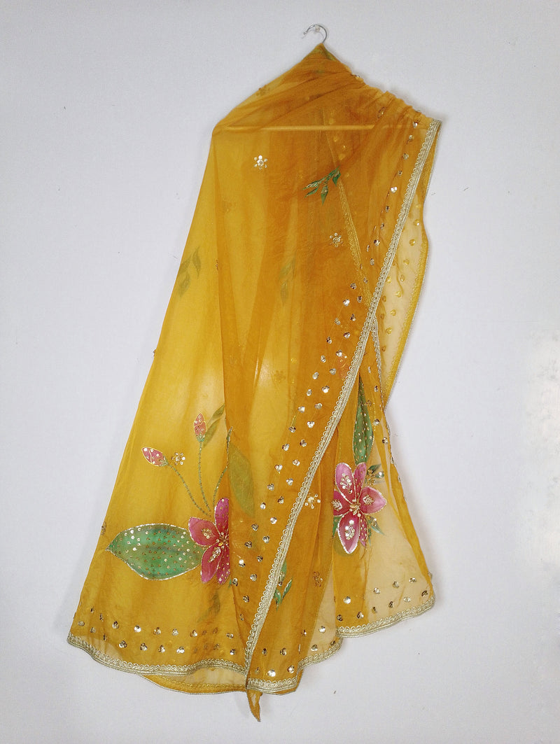 HAND PAINTED ORGANZA DUPATTA