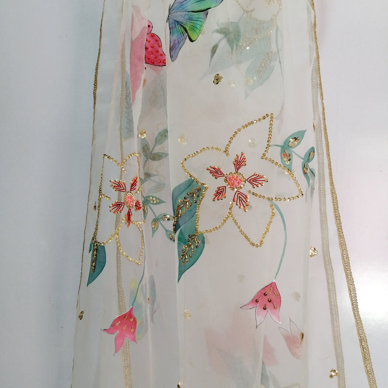 HAND PAINTED ORGANZA DUPATTA