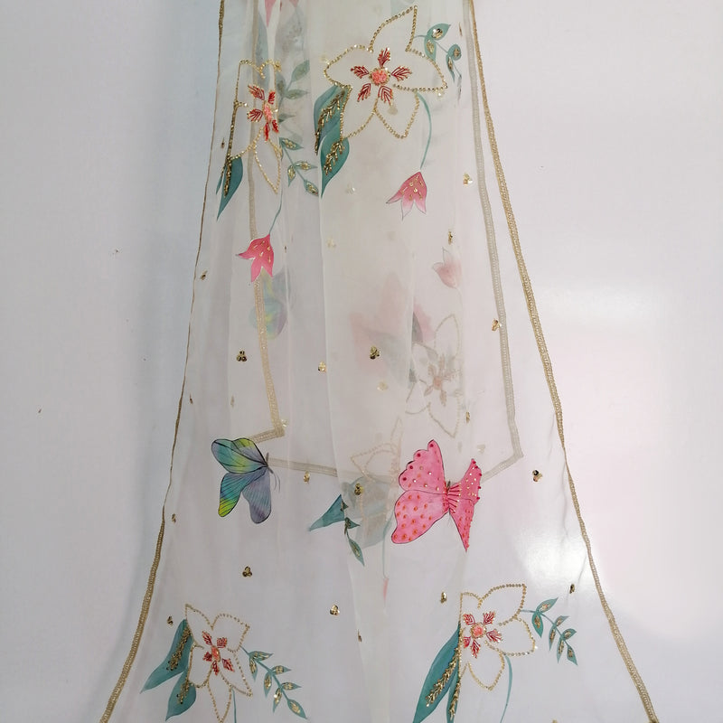 HAND PAINTED ORGANZA DUPATTA