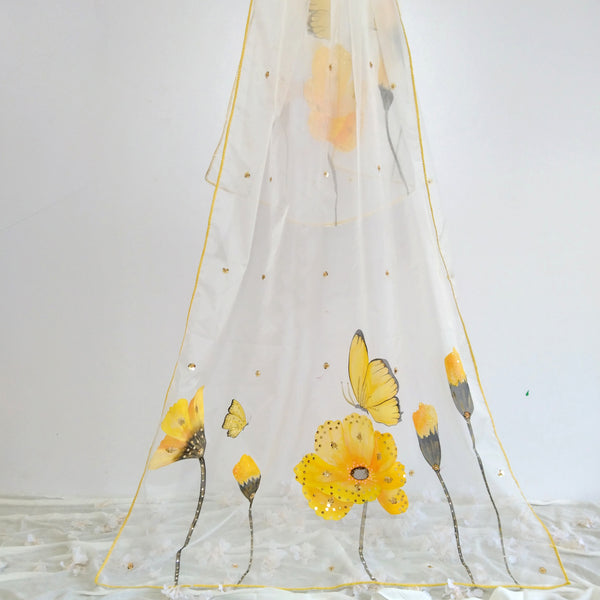 HAND PAINTED ORGANZA DUPATTA