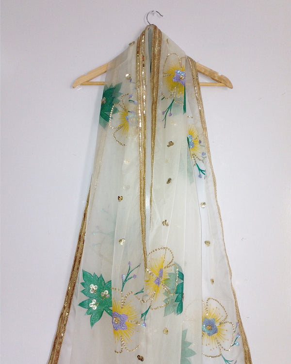 HAND PAINTED ORGANZA DUPATTA