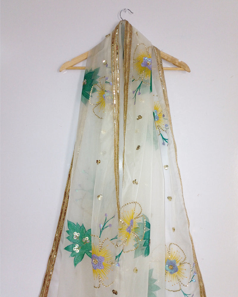 HAND PAINTED ORGANZA DUPATTA