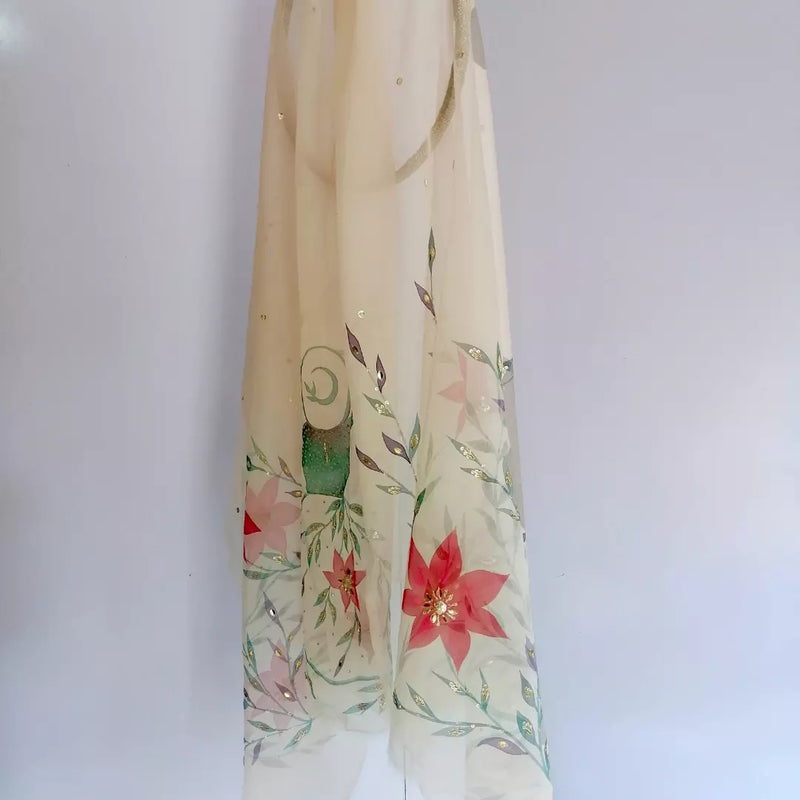 HAND PAINTED ORGANZA DUPATTA