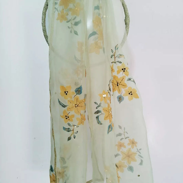 HAND PAINTED PURE ORGANZA DUPATTA