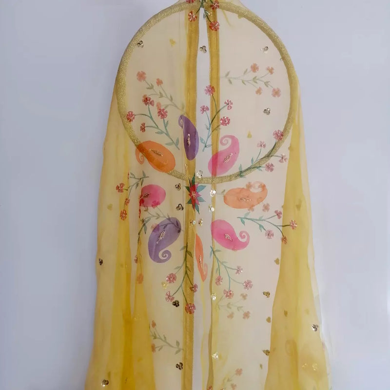 HAND PAINTED PURE ORGANZA DUPATTA