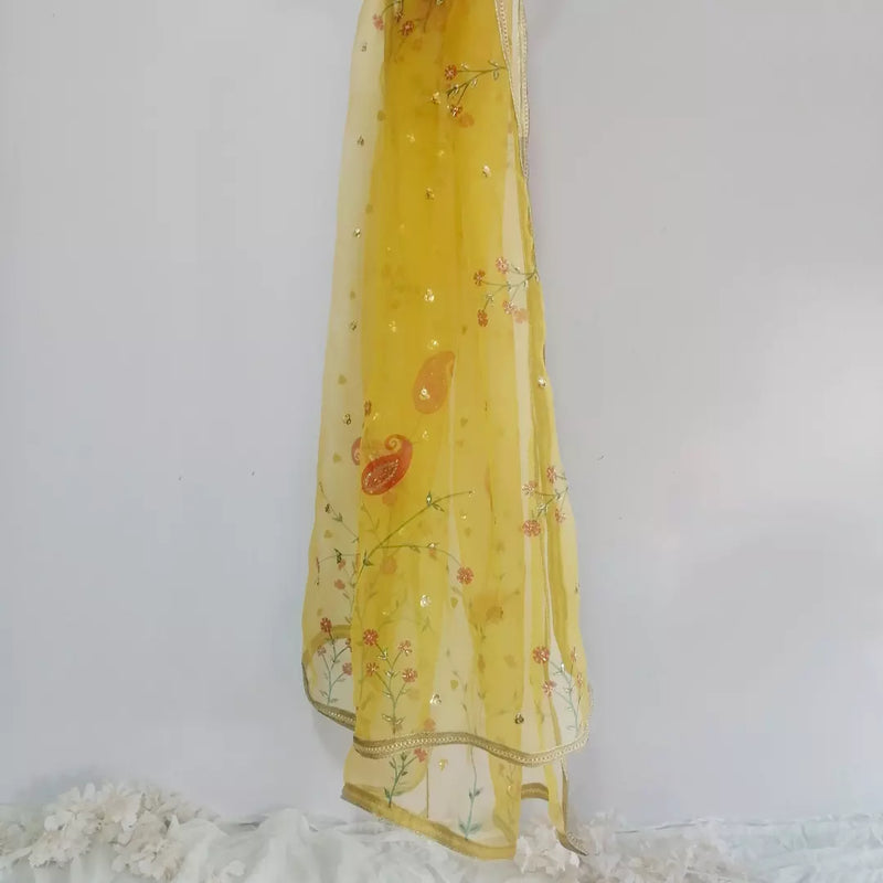 HAND PAINTED PURE ORGANZA DUPATTA