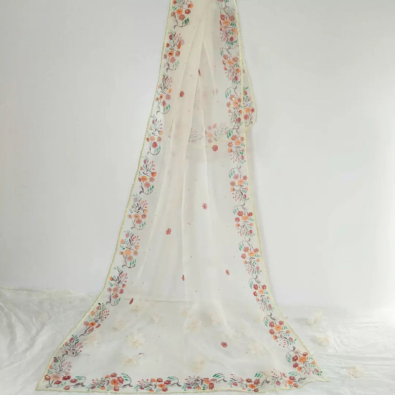 HAND PAINTED ORGANZA DUPATTA