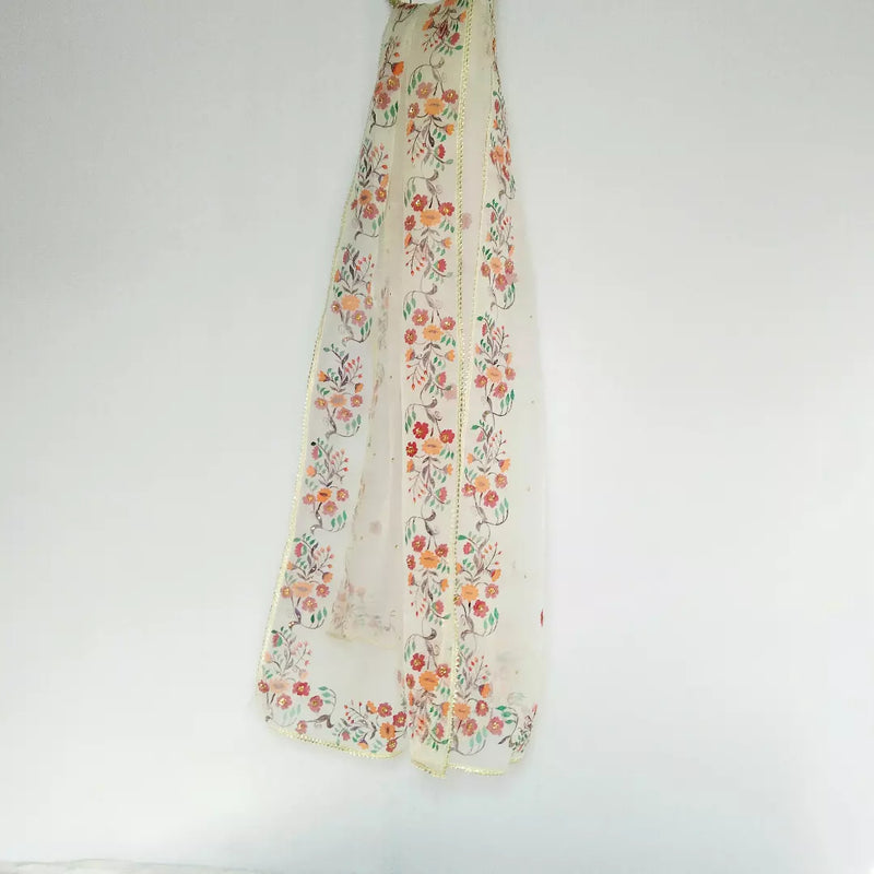 HAND PAINTED ORGANZA DUPATTA