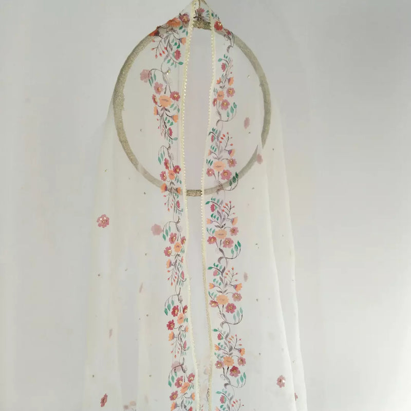 HAND PAINTED ORGANZA DUPATTA