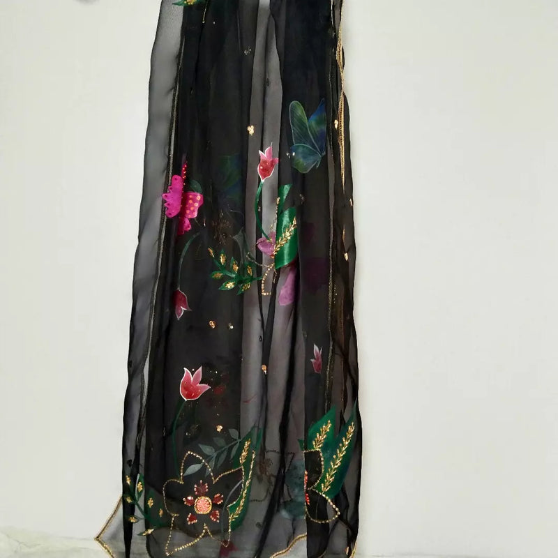 HAND PAINTED ORGANZA DUPATTA