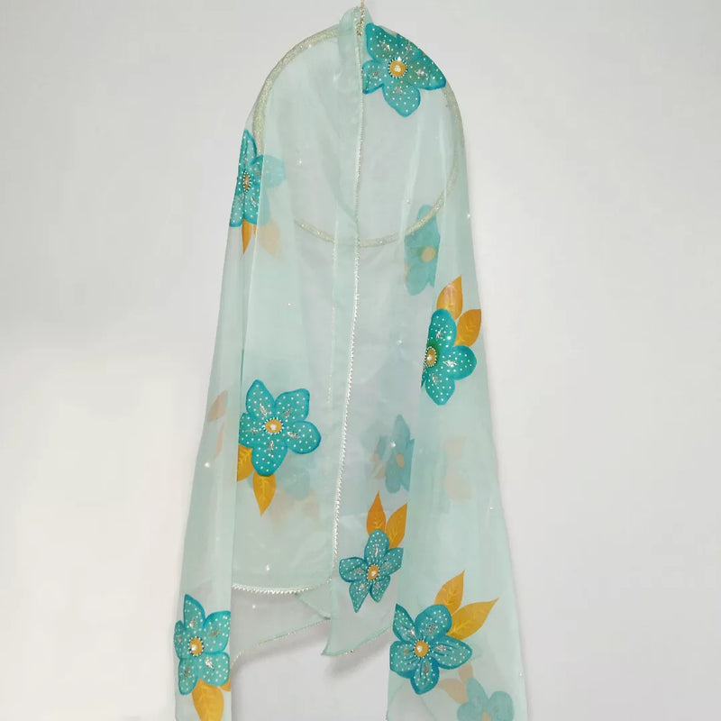 HAND PAINTED ORGANZA DUPATTA