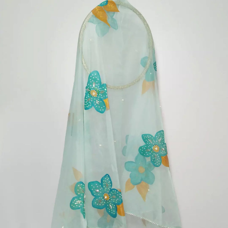 HAND PAINTED ORGANZA DUPATTA